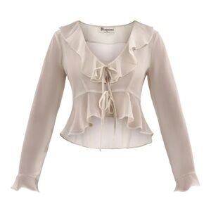 No Boundaries Cream Ruffle Blouse